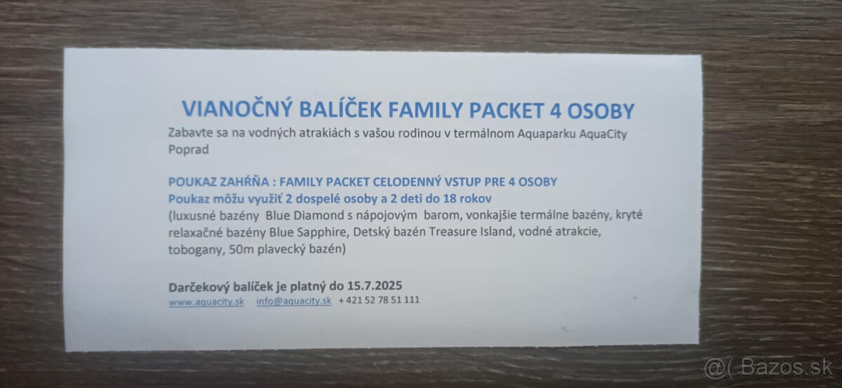 AQUACITY POPRAD – rodinný vstup FAMILY PACKET