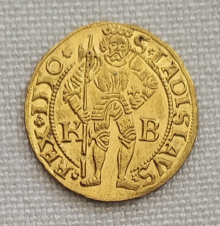 Zlatý dukát Ferdinand I., 1550, uhorská razba s Madonou