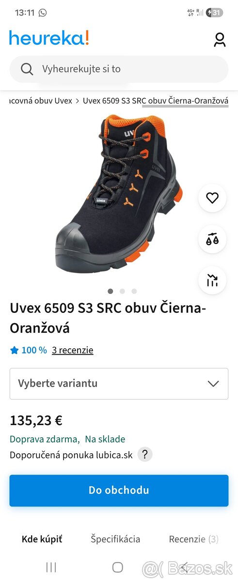 Pracovna obuv vysoka Uvex