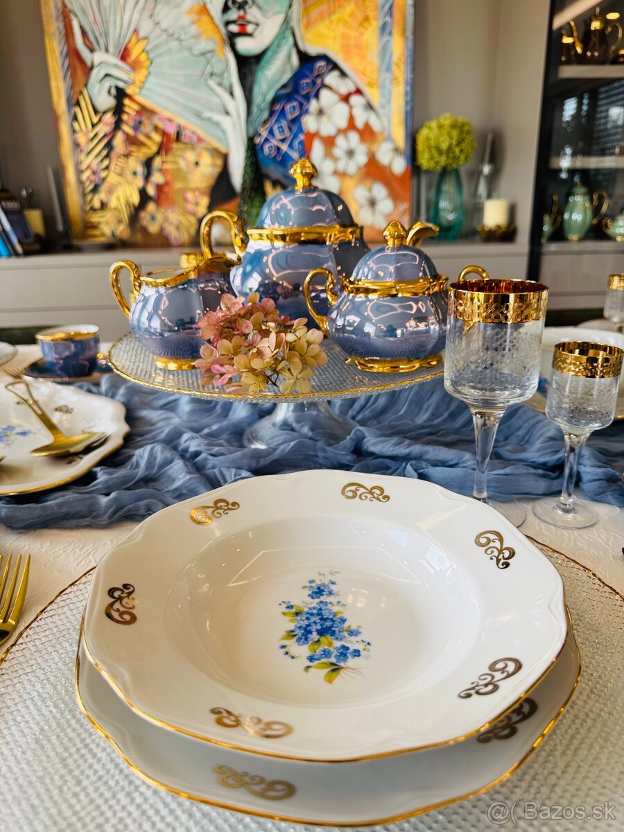 AKCIA Retro vitrínová obedová súprava s nezábudkami