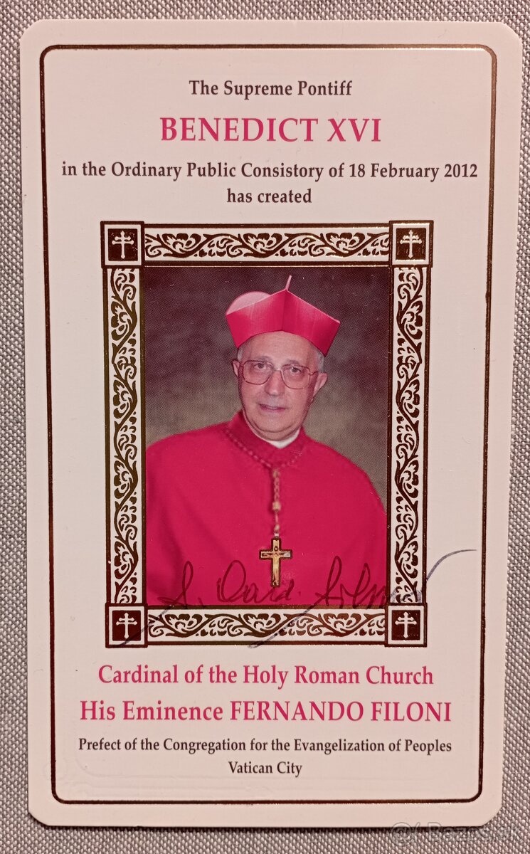 Autogram - podpis Fernando kardinál Filoni