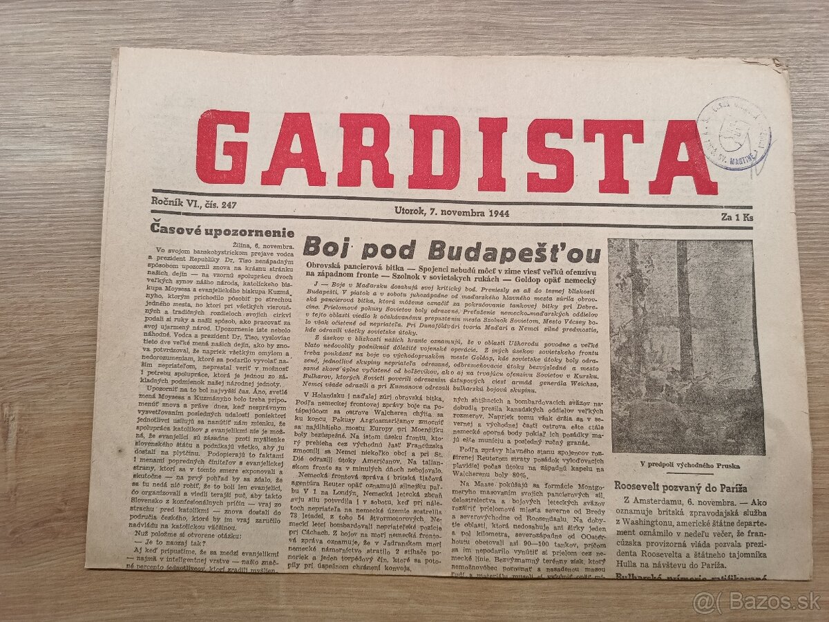 noviny Gardista 7.november 1944, Slovenský štát