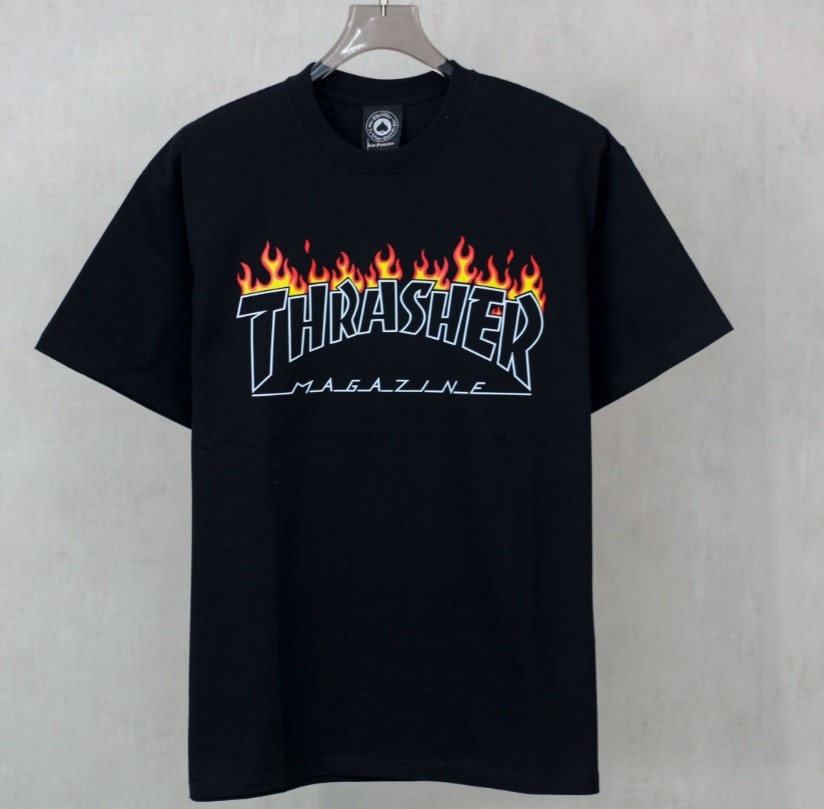 Tričko Thrasher Scorched Outline - čierne (black)