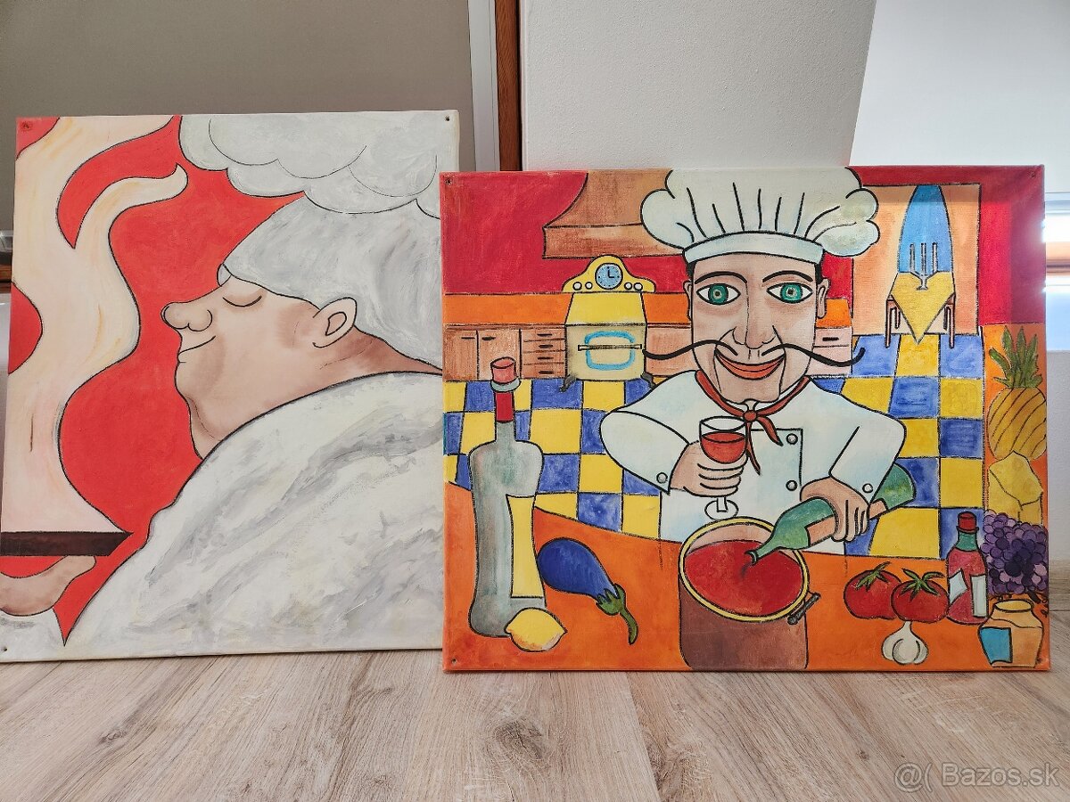 Obrazy ručne maľované motív reštaurácia/ kaviareň