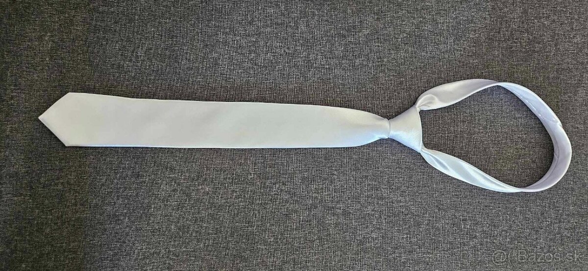 Svadobná kravata biela lesklá