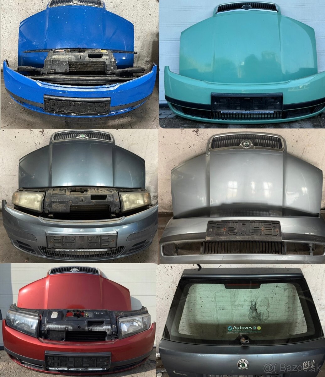 Škoda Fabia 1, predky, Predny nárazník, kapota, svetla
