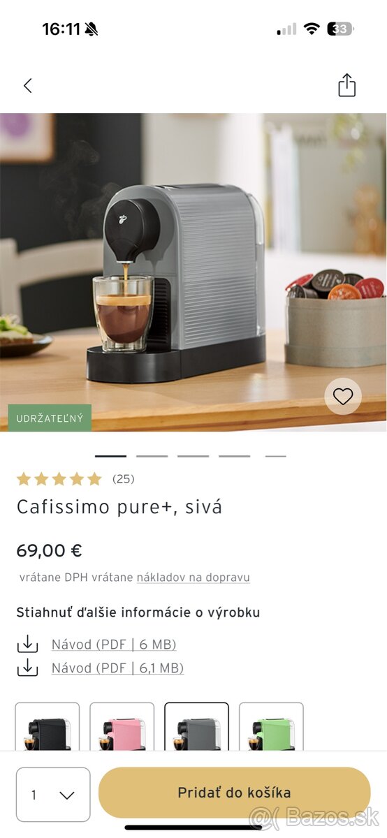 Kávovar Tchibo sivý
