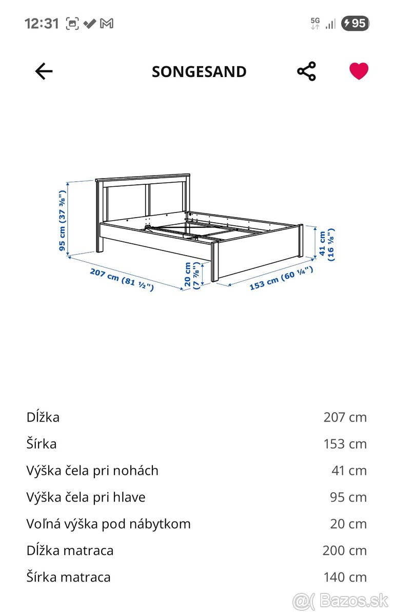 Predam postel IKEA Songesand