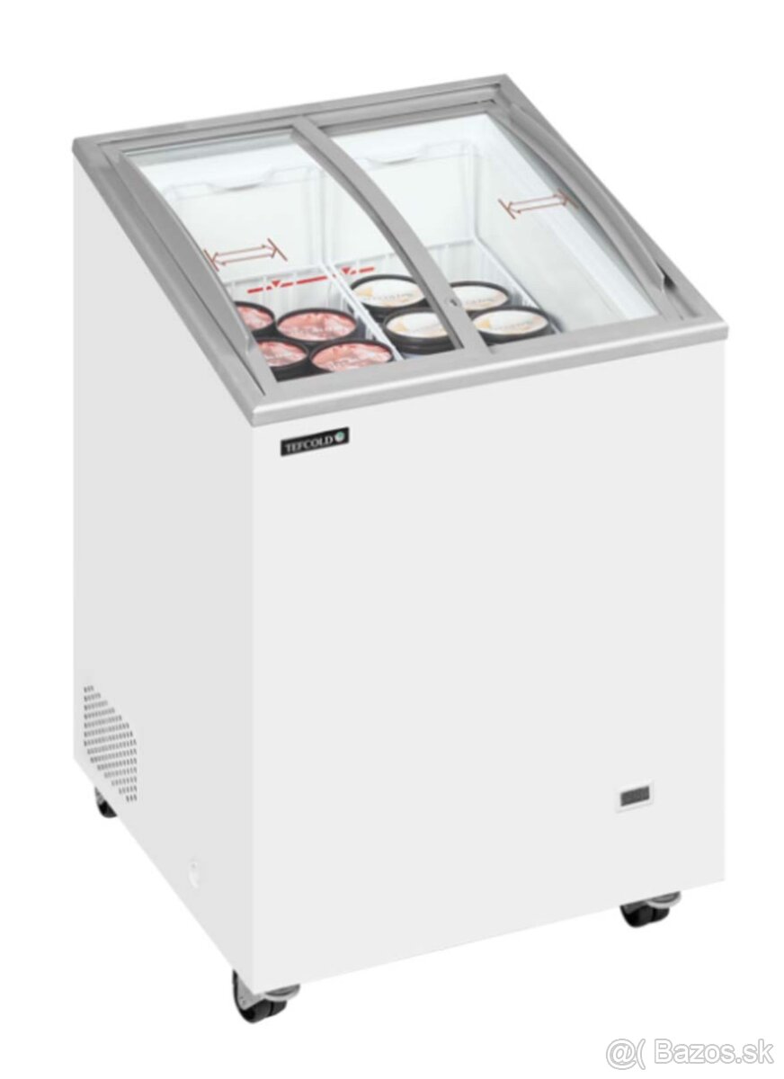 Truhlicová mraznička – presklené oblé veko – 85 L | TEFCOLD