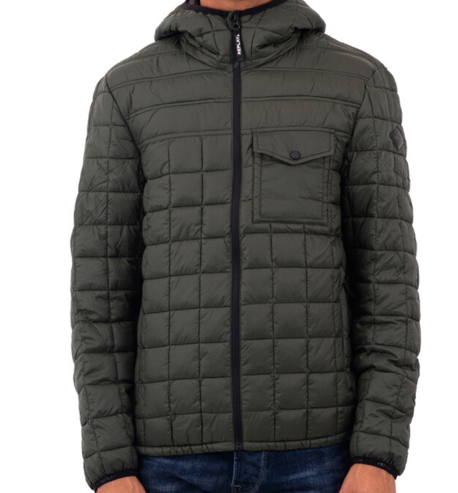 REPLAY prechodná pánska bunda s kapucňou tmavozelená M