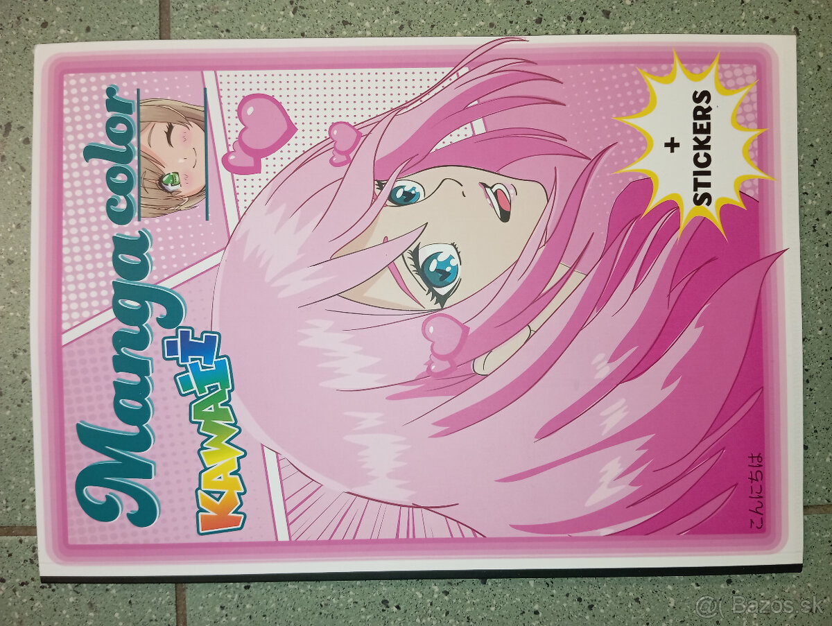 Manga Kawaii color omaľovánka s nálepkami