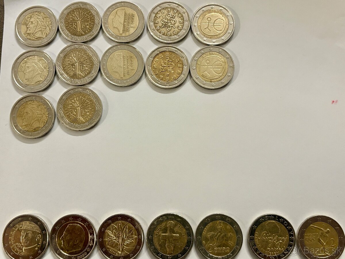Predám zberateľské 2€ mince – rôzne krajiny a motívy