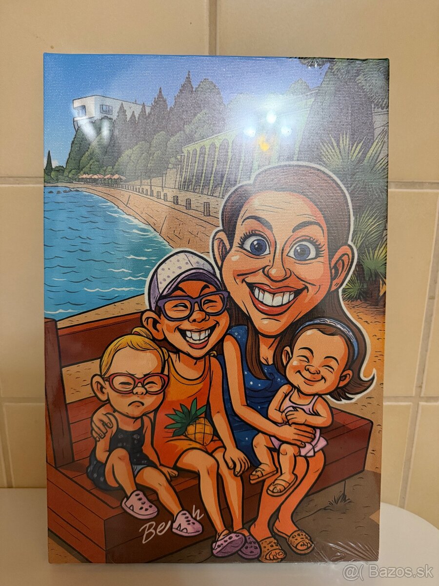 Karikatúra na plátne v ráme