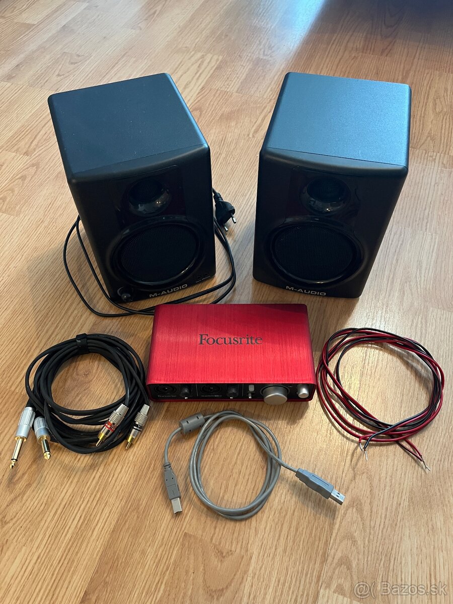 Focustire Scarlett 2i2 a štúdiové repráky M-Audio AV 30