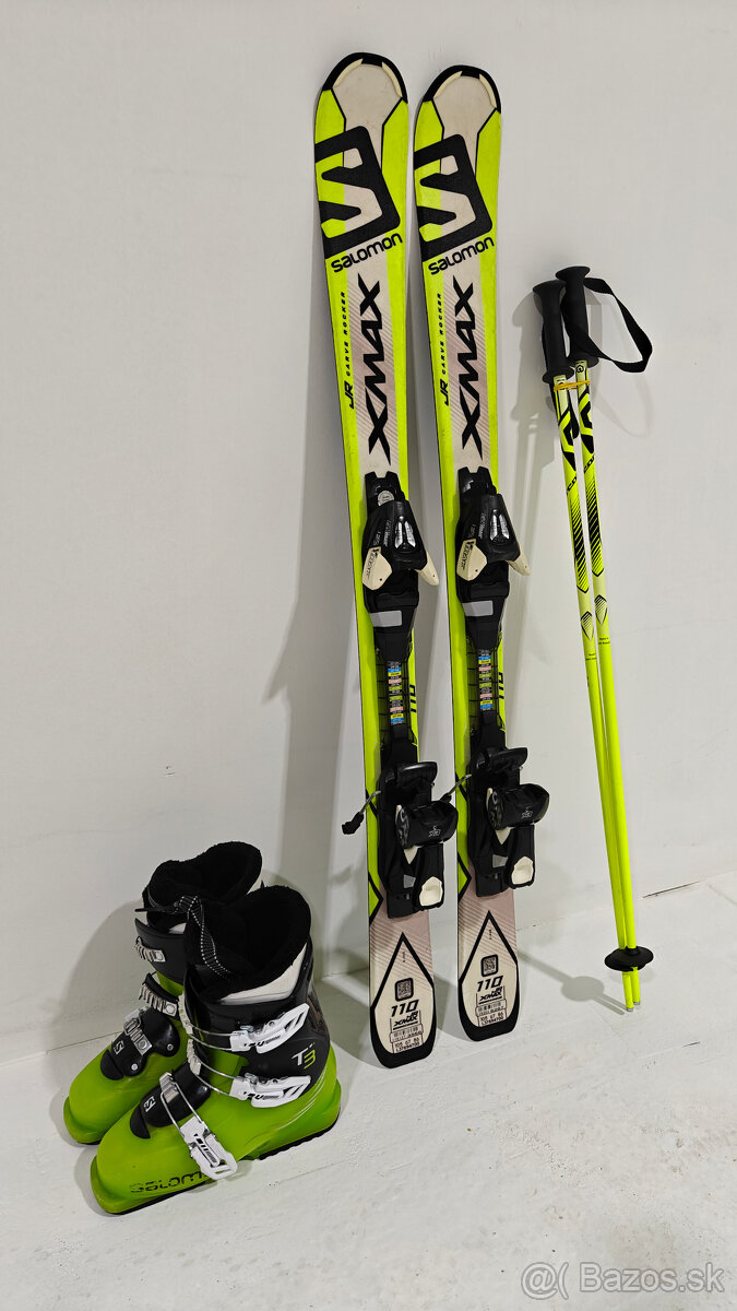LYŽE SALOMON XMAX JR 110CM + LYŽIARKY SALOMON T3 36EUR