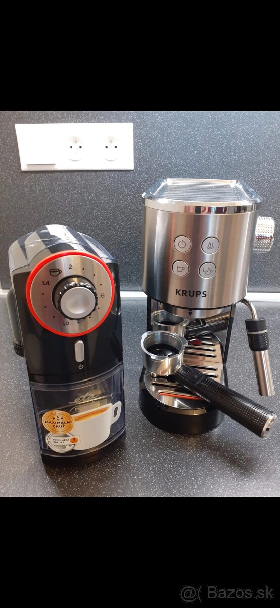 Kávovar zn.KRUPS, mlynček na kávu zn.ETA