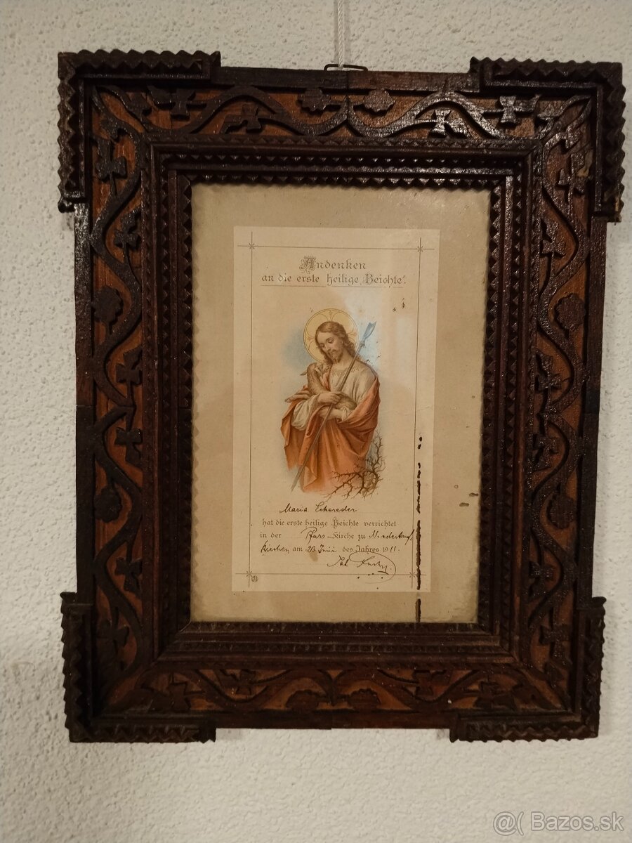 Starožitný rámeček se sakrálním obsahem