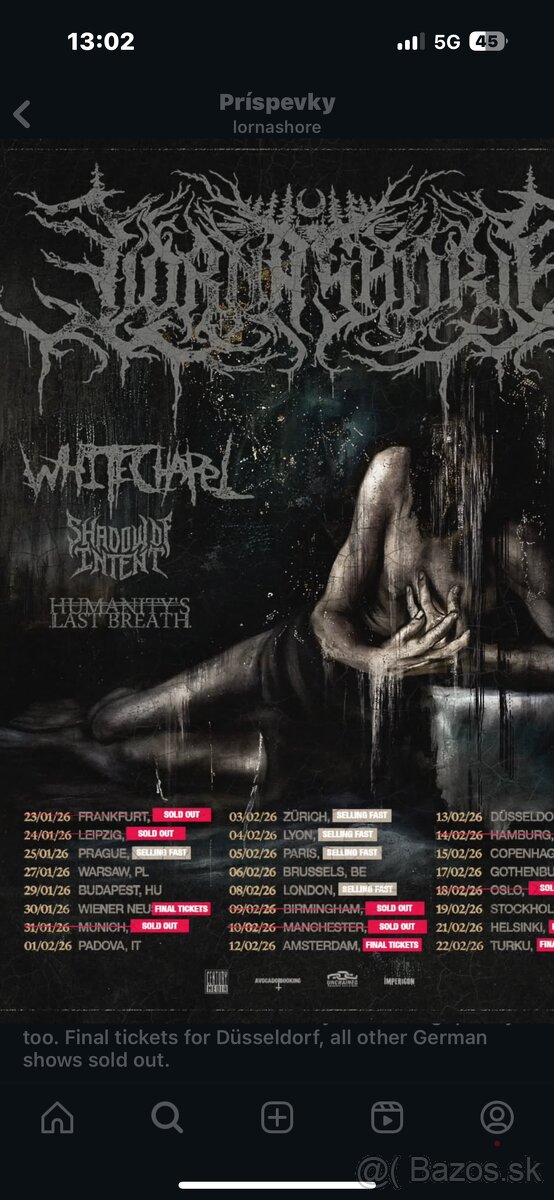 Lístok na Lorna Shore