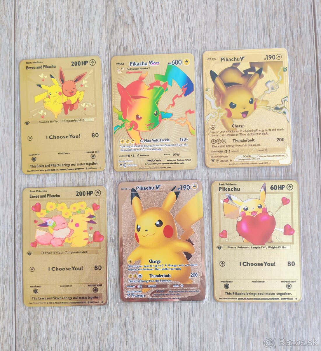 Zlaté kovové Pokémon karty