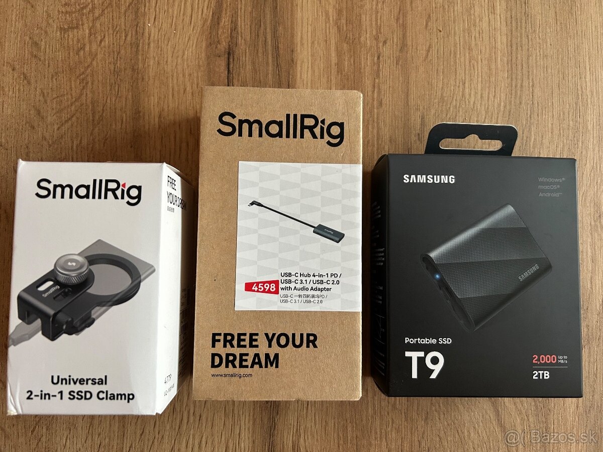 Nový Samsung SSD T9, Smallrig Hub, Smallrig SSD HOLDER