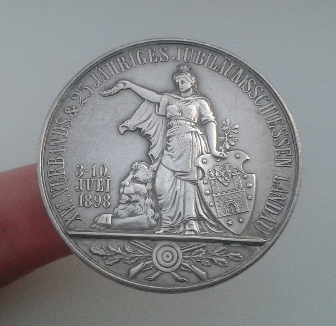 Strelecká strieborna medaila Landau 1898
