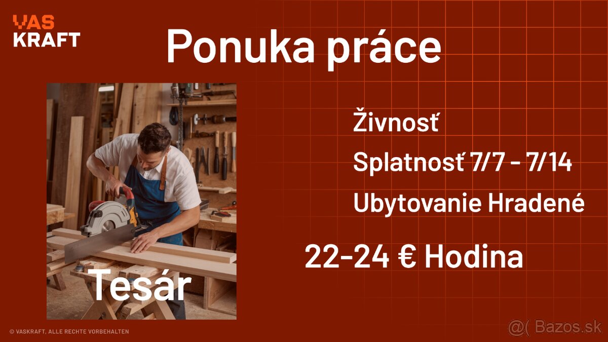 Hľadáme Tesárov - NEMECKO - 6700 €