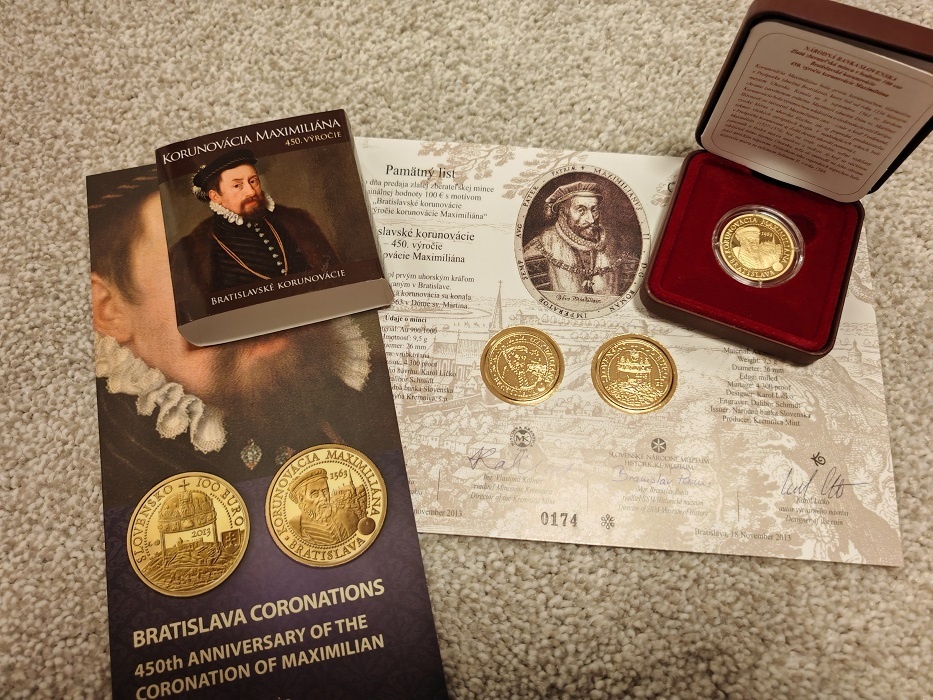 100 eur minca - Korunovácia Maximiliána 2013