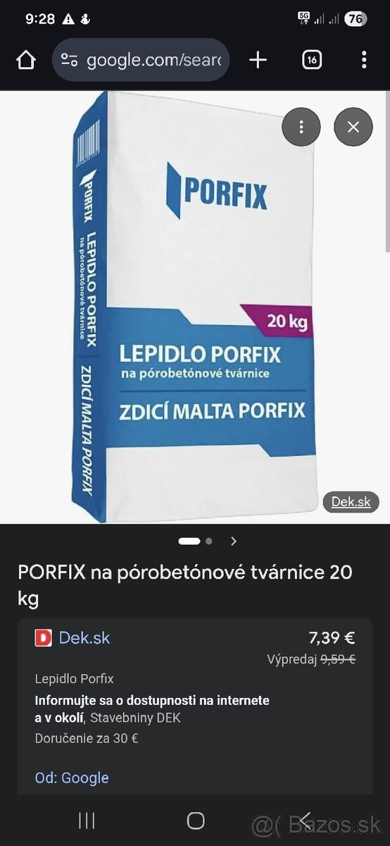 Porfix / porobeton / lepidlo