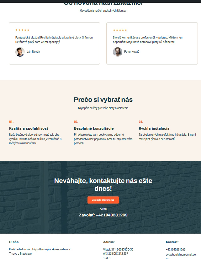 Firemná webova stránka alebo jednostránkový web na Wordpress