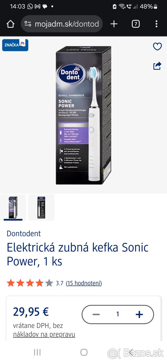 Sonicka elektrická zubná kefka