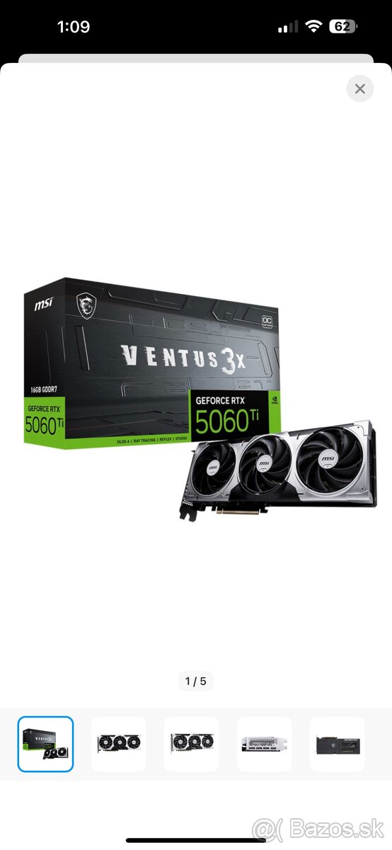 MSI GeForce RTX 5060 Ti 16G VENTUS 3X OC