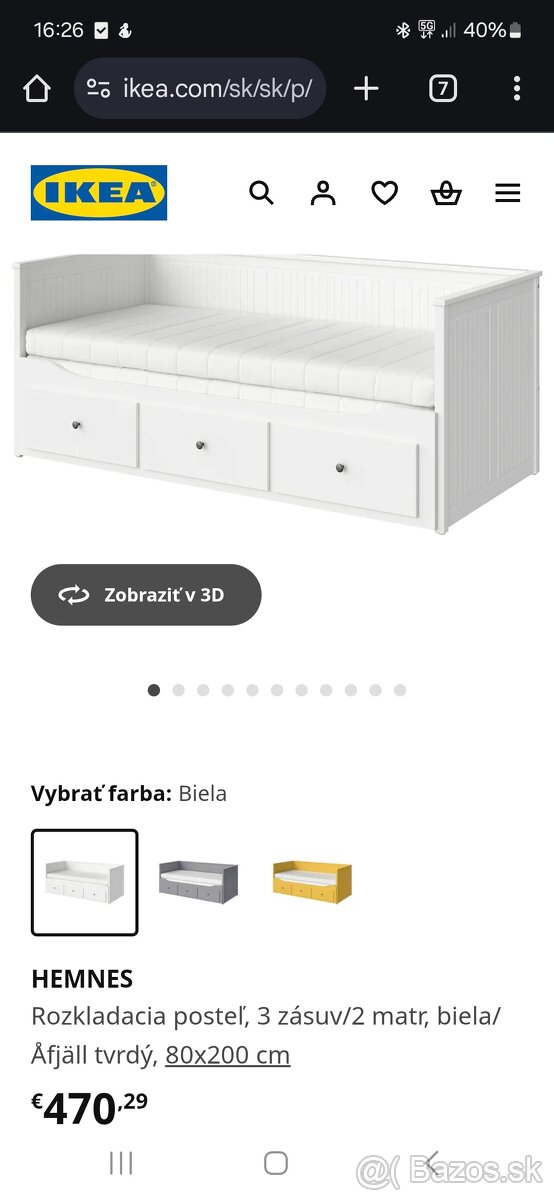 Rozkladacia postel hemnes