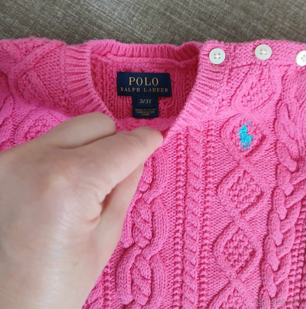 Ružový svetrík zn.Polo by Ralph Lauren, veľ.98