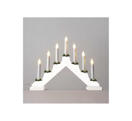 Adventný svietnik drevený biely s bielou LED 7x34V