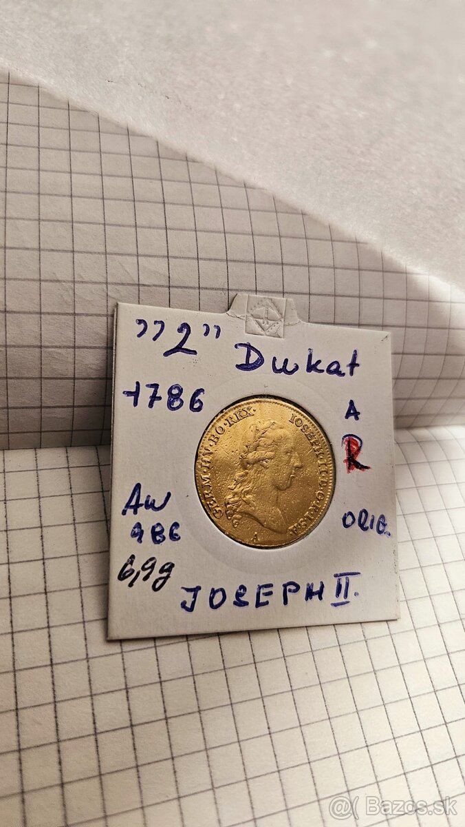 vzácny zlatý 2 dukát 1786