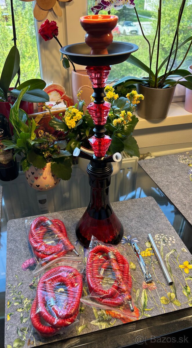 Vodná fajka HOOKAH 53cm/3 červená