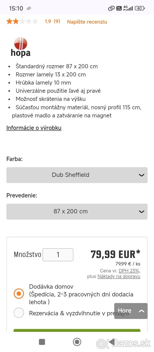 Predam zhrnovacie dvere OBI