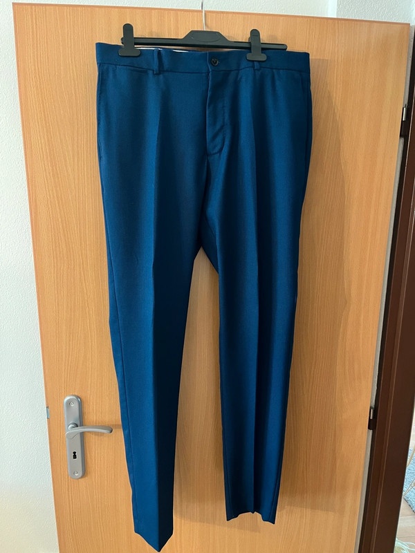 Modré oblekové nohavice - Zara
