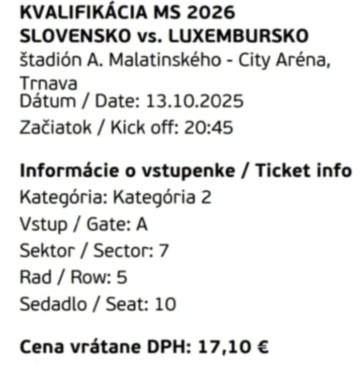 Kvalifikácia MS 2026 Slovensko - Luxembursko