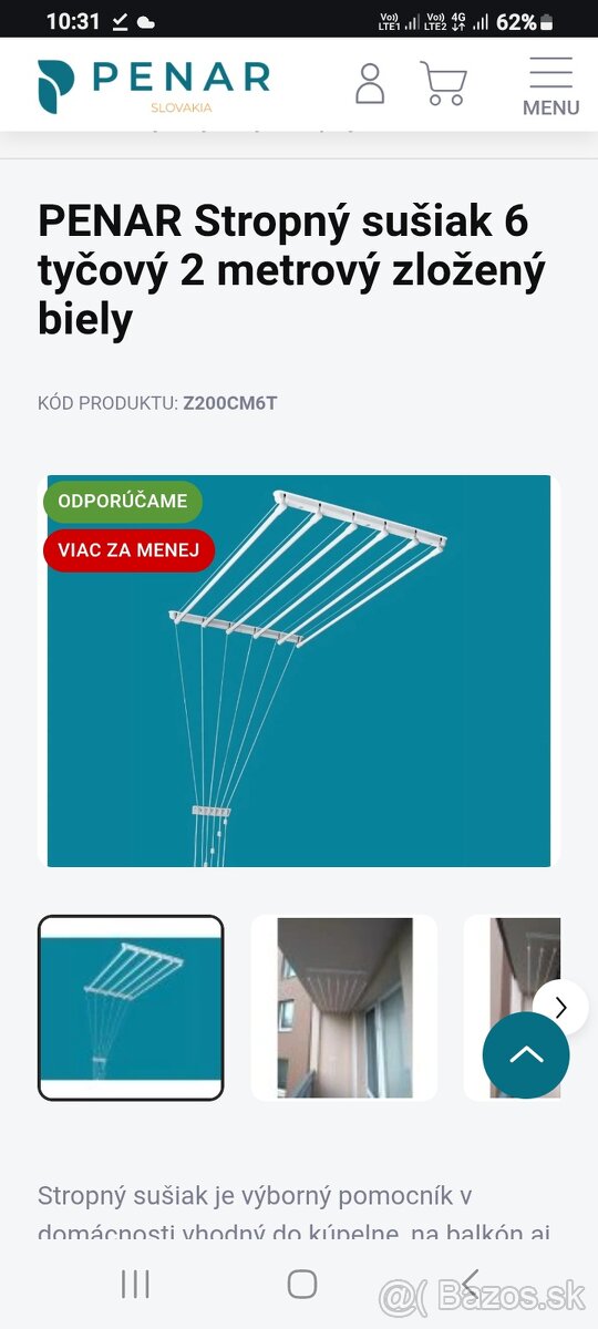 Predám stropný sušiak na prádlo.