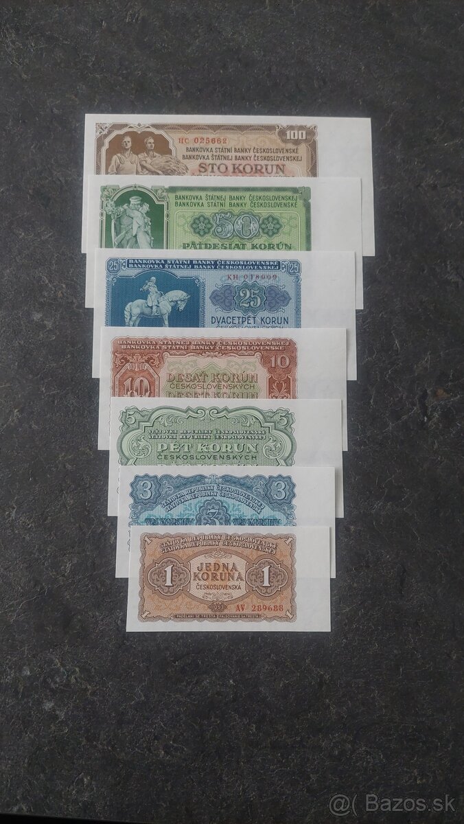 Kompletná sada bankoviek ČSR - 1953