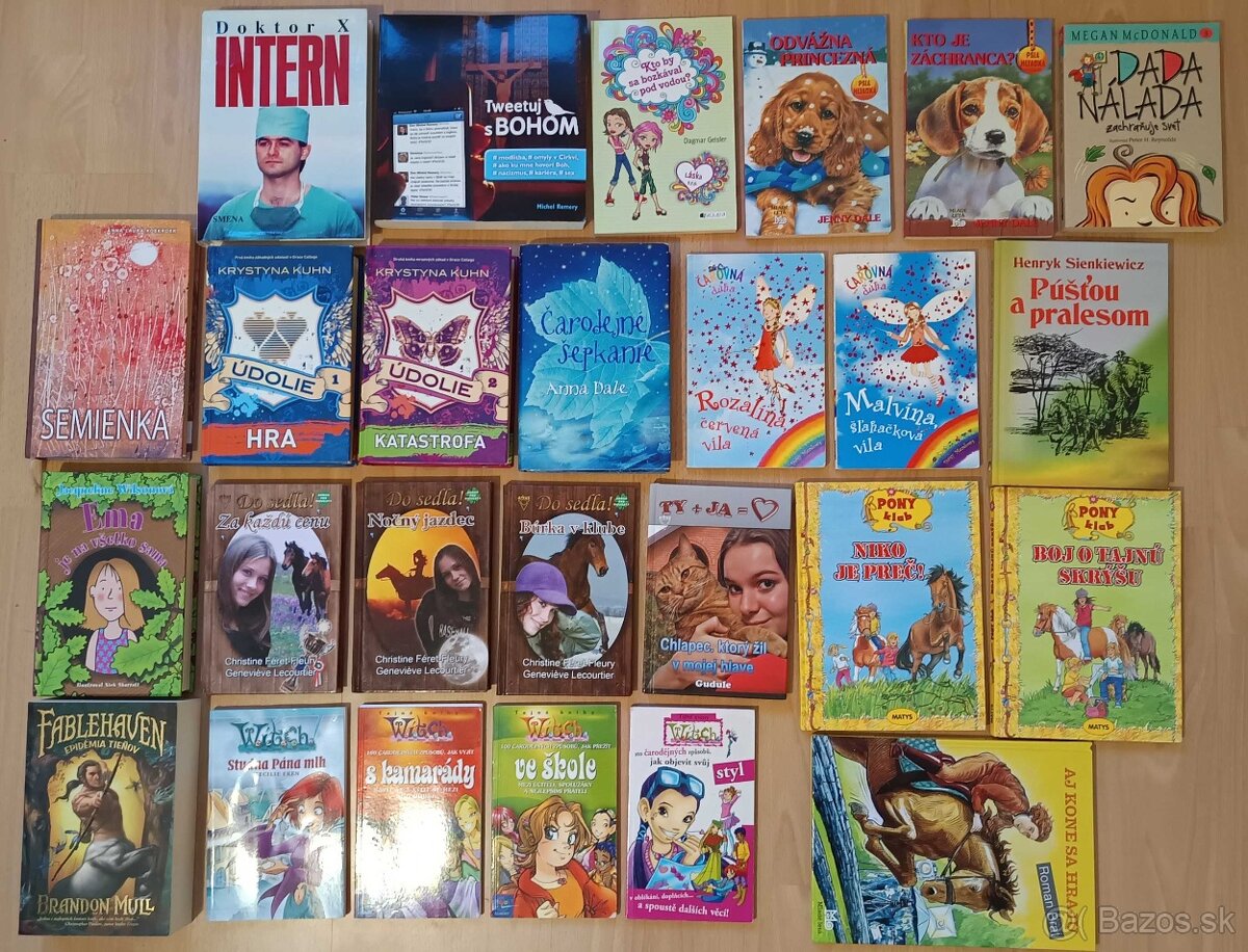 Dievčenská literatúra. 25ks – rôzne tituly