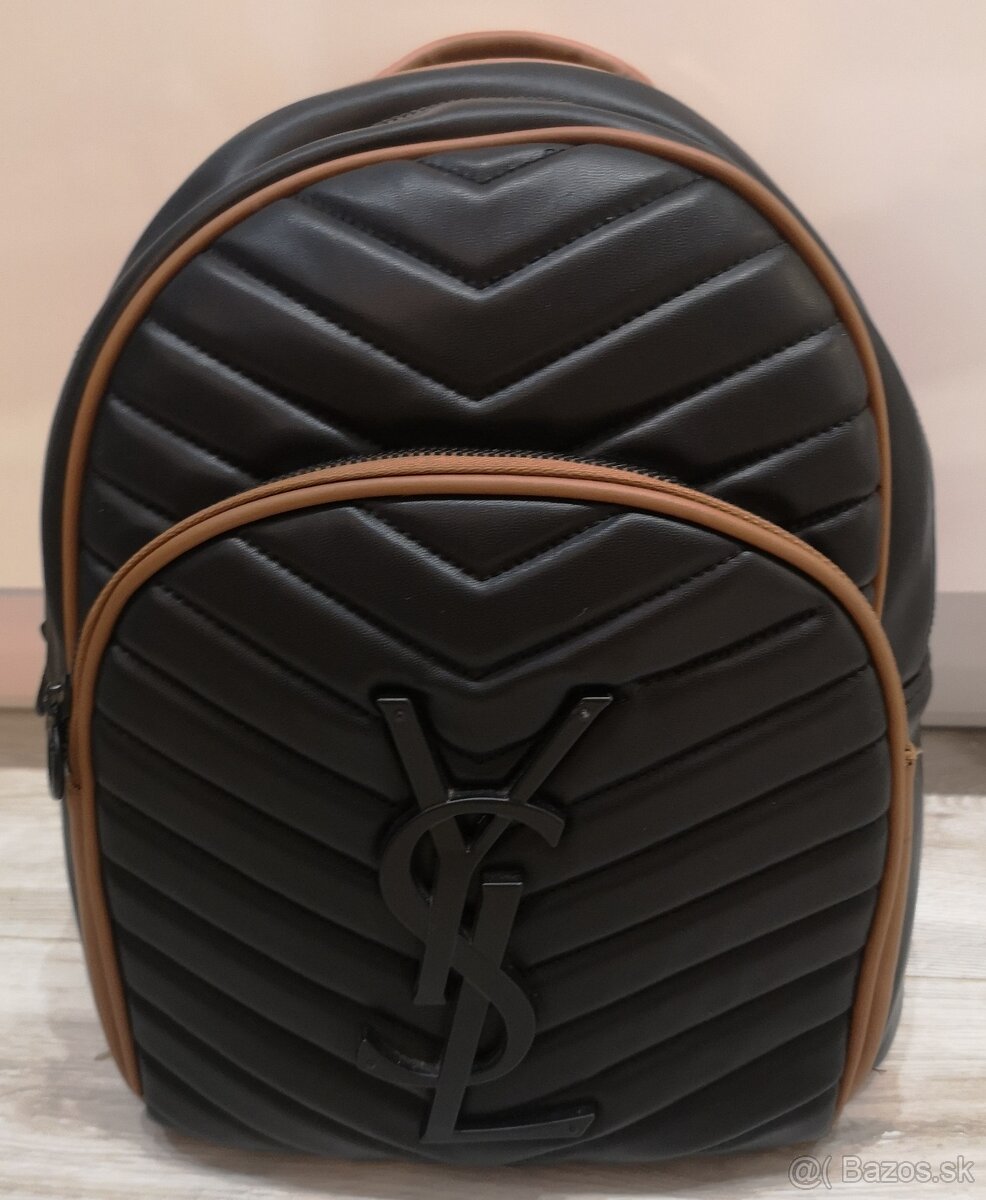 Batoh YSL čierny lemovaný hnedou