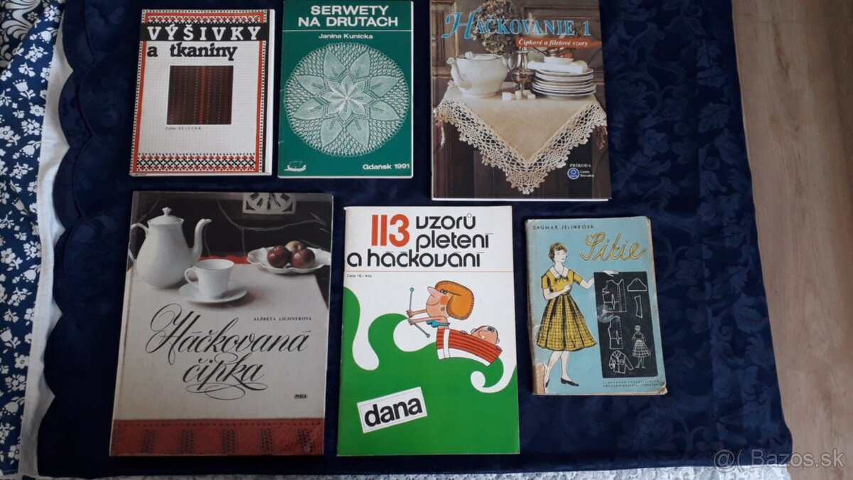 knihy o pletení, háčkovaní, šití, vyšívaní