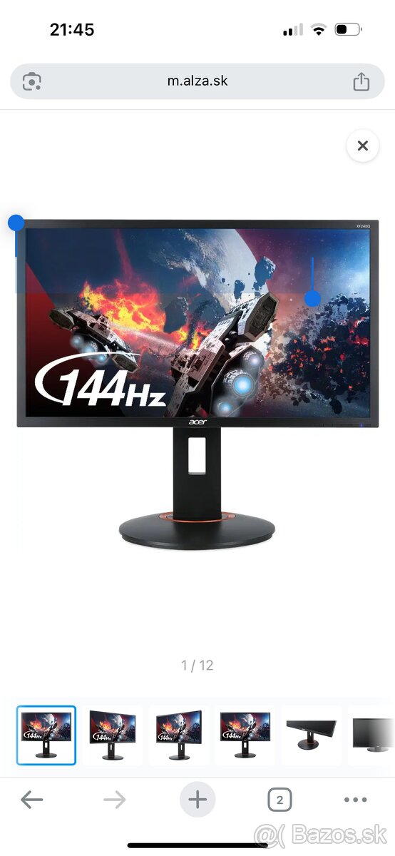 23,6" Acer XF240QPbiipr Gaming, 144 Hz LED, Black