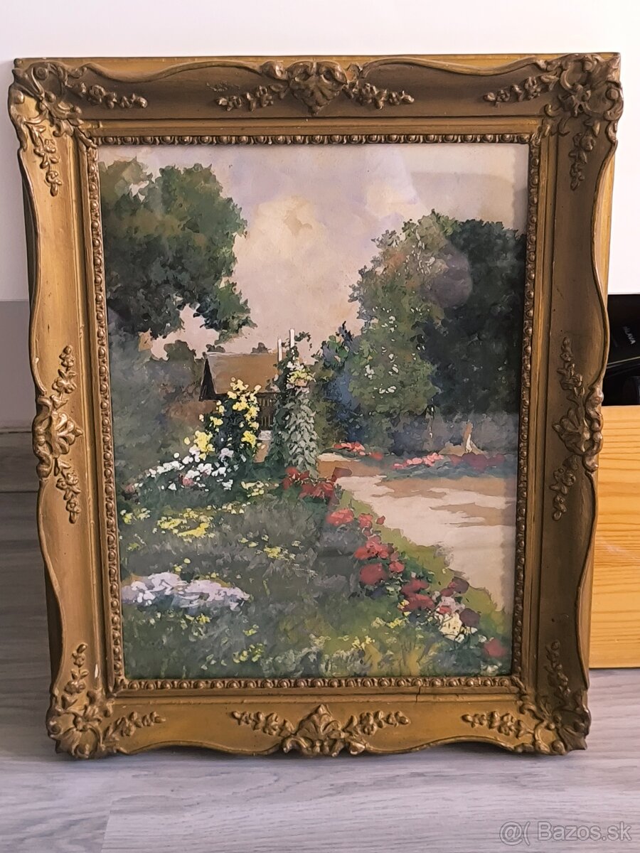 Antal Neogrády V parku , nadherny obraz, tempera