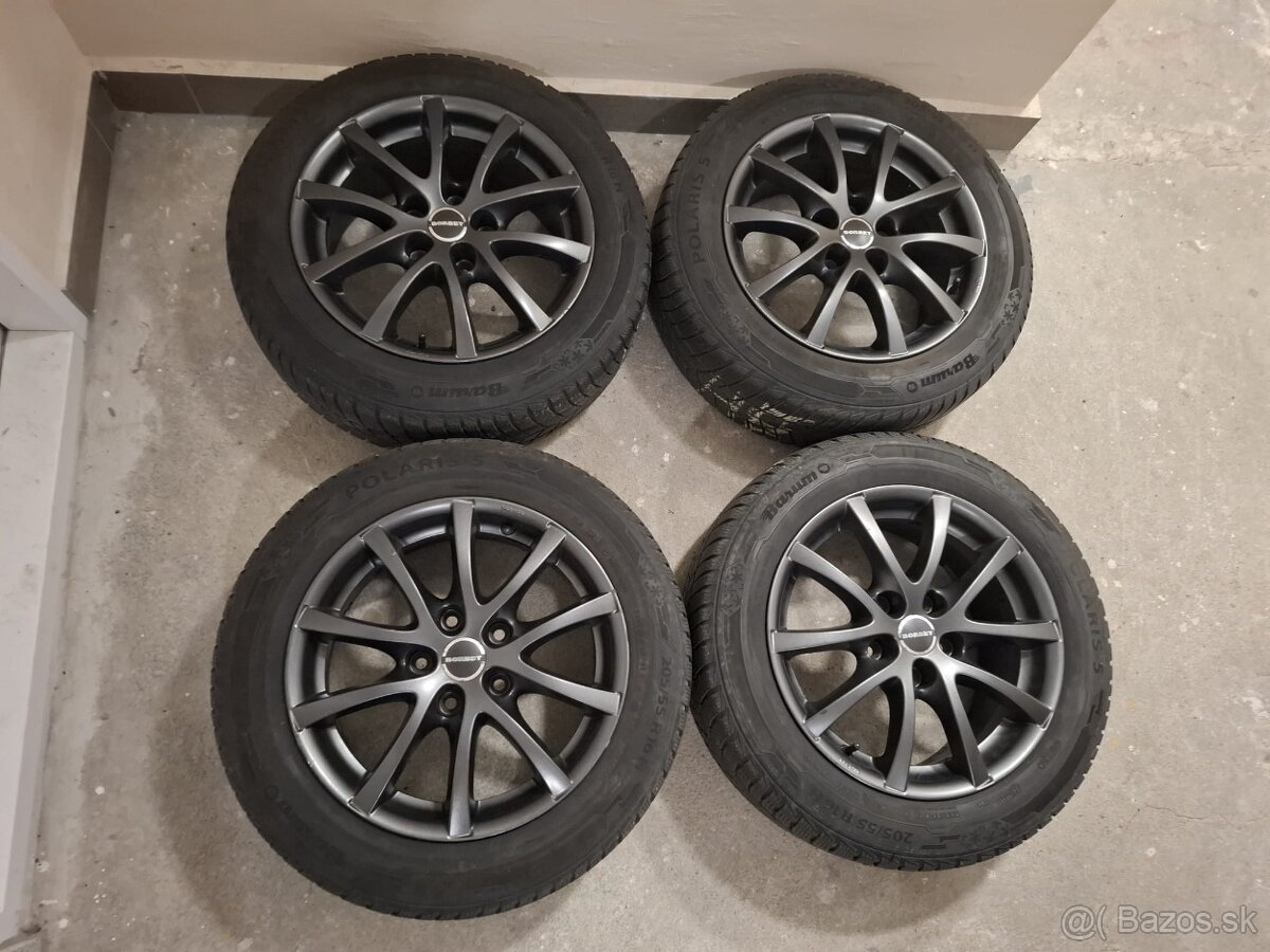 Alu disky Borbet LV5 Anthracite Glossy+zimné pneu 205/55 R16