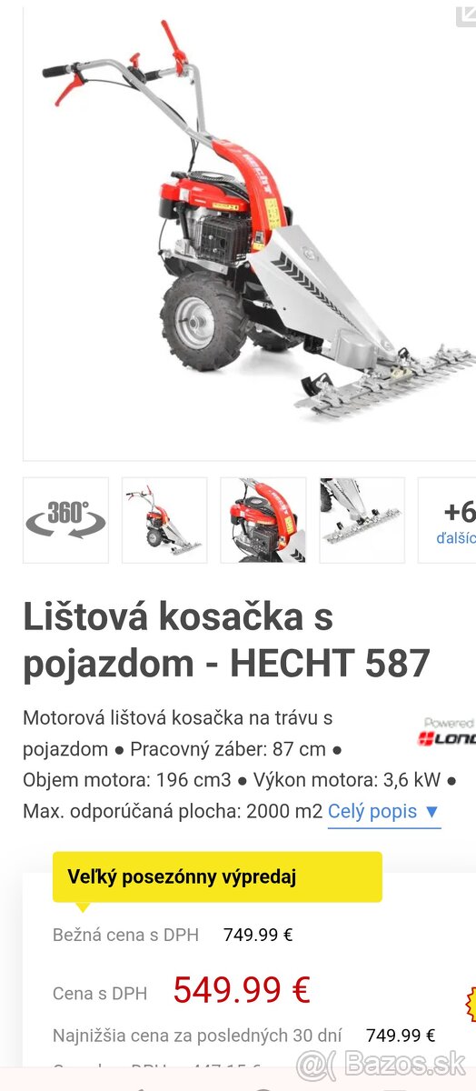 Lištová kosačka HECHT na vysokú trávu