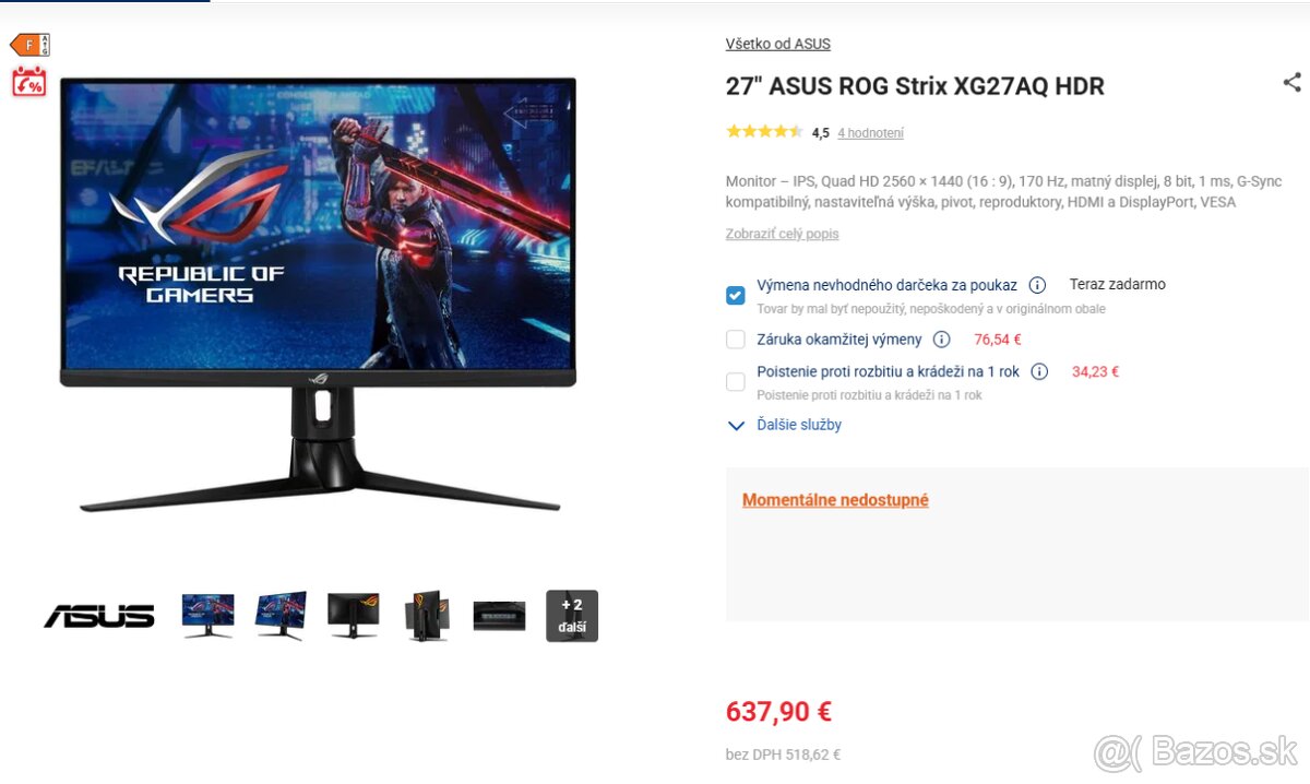 [Predám] Herný monitor - 27" ASUS ROG Strix XG27AQ HDR
