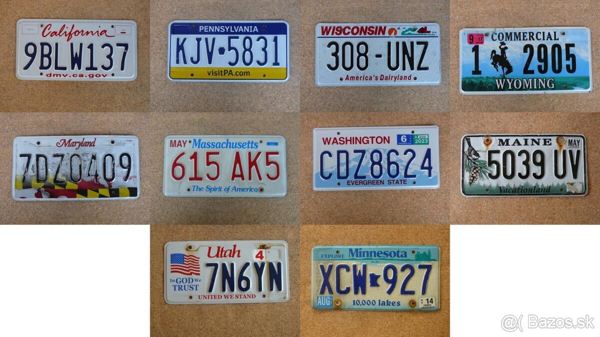 Prodám 10ks originálních Amerických SPZ